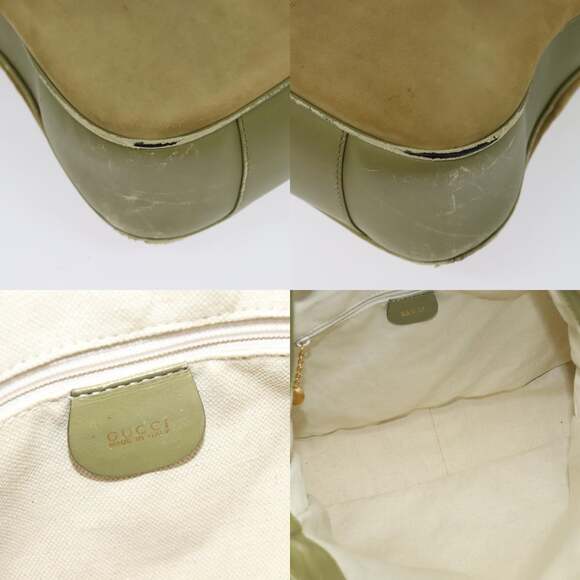 GUCCI Bamboo Shoulder Bag Suede Beige Gold 001 58 001 58 - Picture 11 of 12